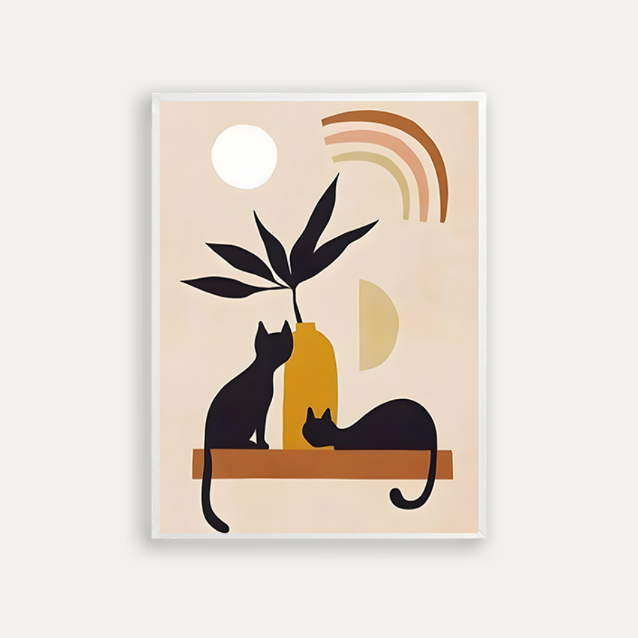 Two lack cats on a ledge