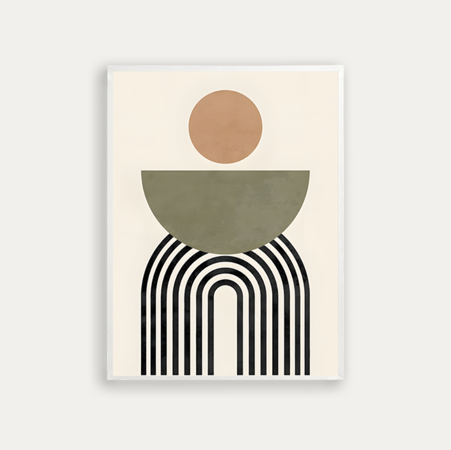 An olive green semicircle