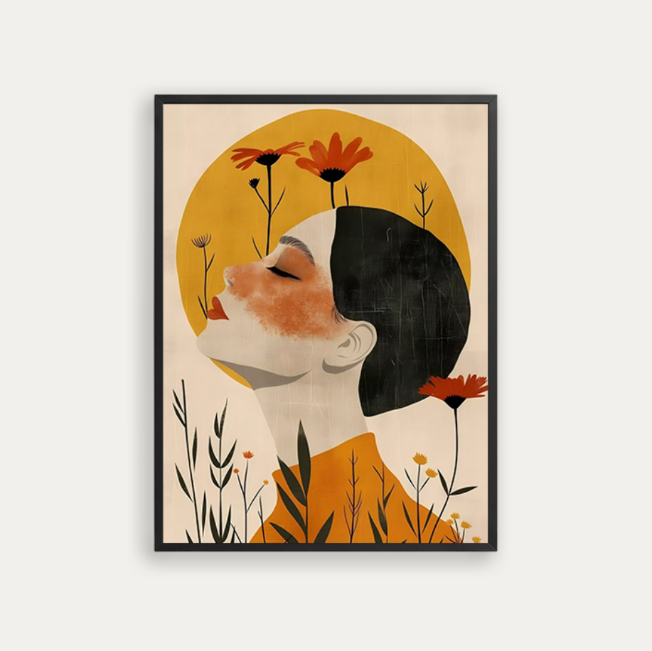 Closed eyes with red flowers