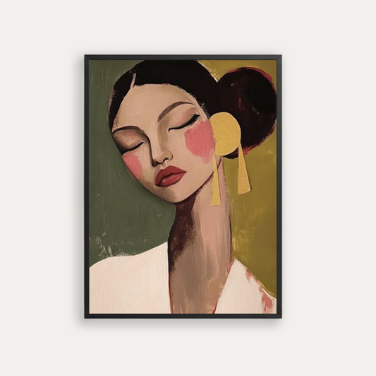 A woman with closed eyes
