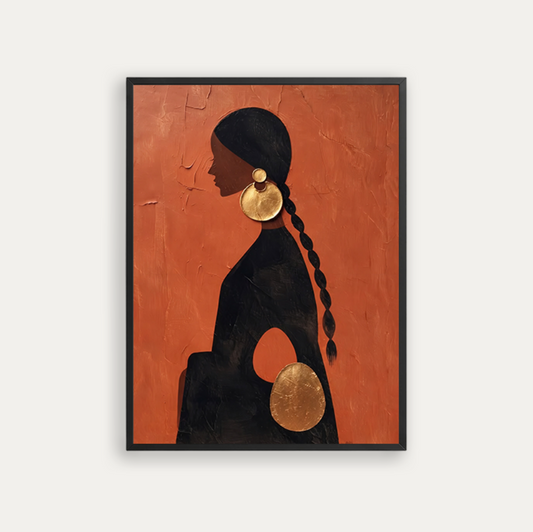 A braided hair and large gold earrings