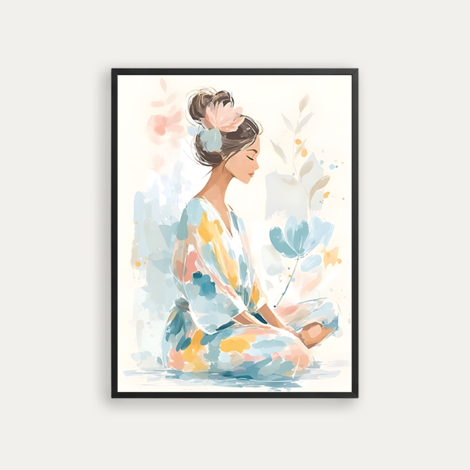 A blue and yellow kimono