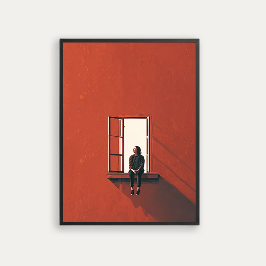 sitting on a window