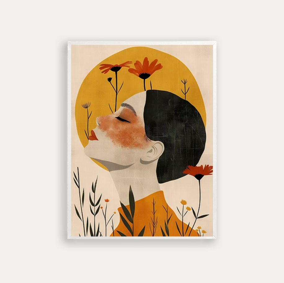 Closed eyes with red flowers