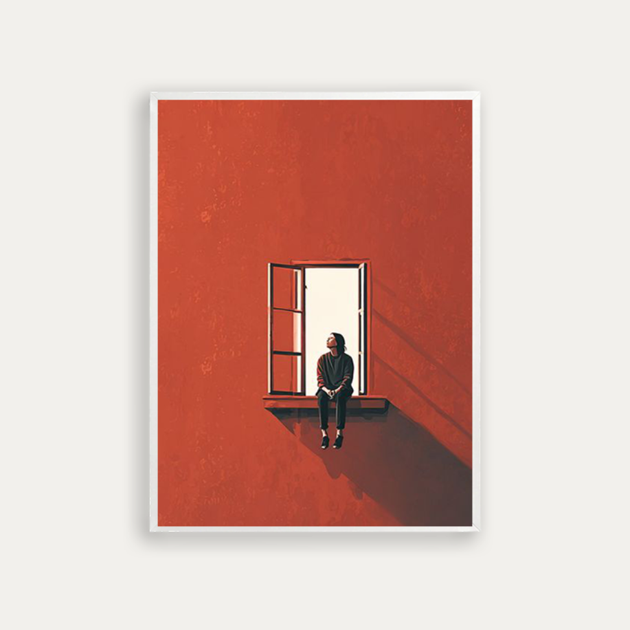 sitting on a window