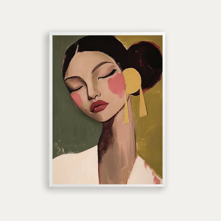 A woman with closed eyes