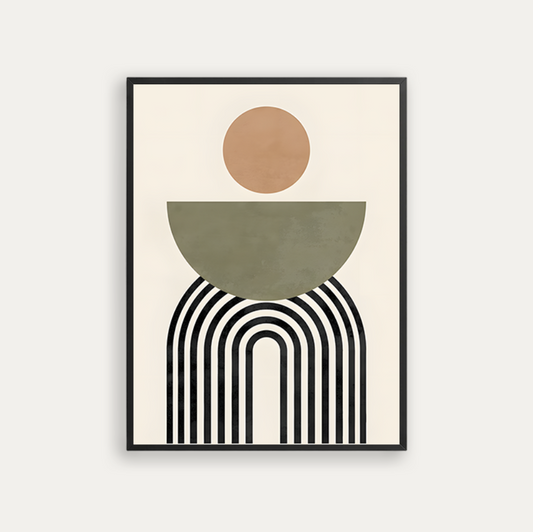 An olive green semicircle
